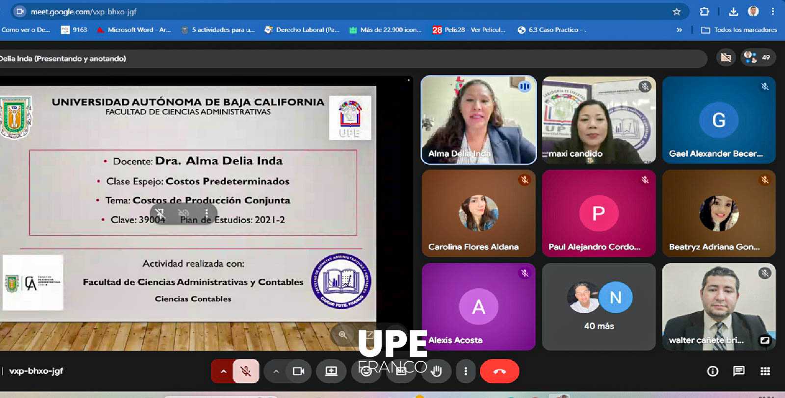 Clase Espejo Internacional: UPE FRANCO - UABC, México